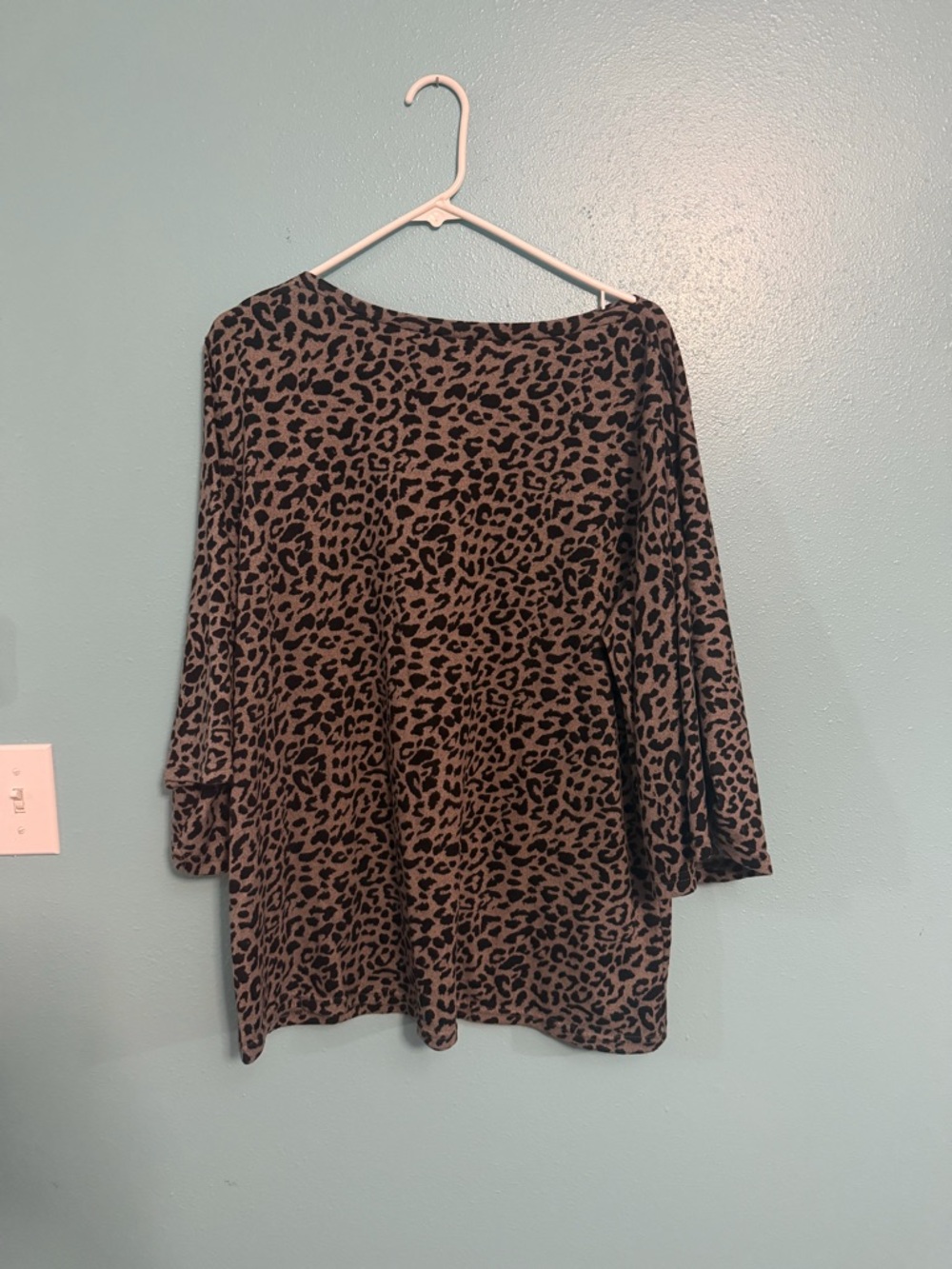 Amaryllis Gray and Black Leopard Print Women's Top